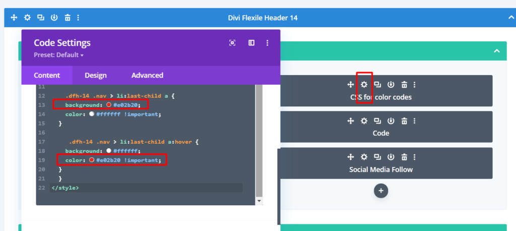How to change the color of the get in touch button background in header #14  (and similar layouts) – Divi Extended Documentation