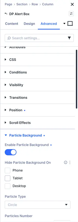 particle bg in divi plus modules