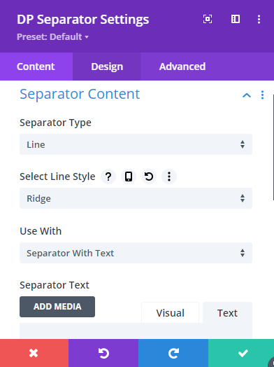 Separator-Settings