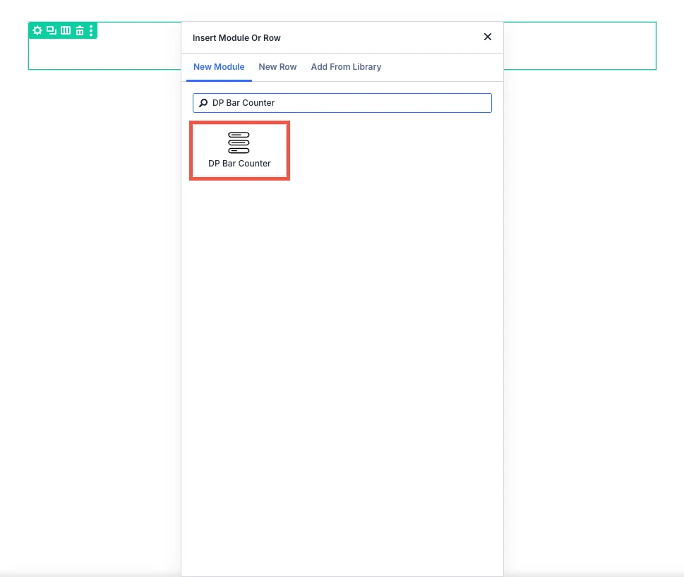 Adding the Bar Counter module in the Divi Visual Builder