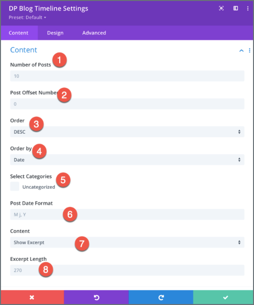 divi-blog-timeline-content-settings