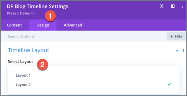 divi-blog-timeline-layout-selection