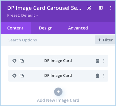 Add new image in image card carousel module of divi
