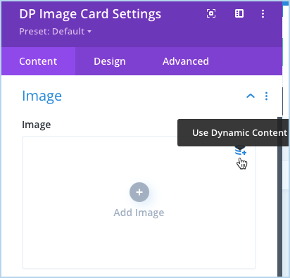 divi image card module add new image here.
