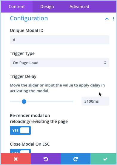 divi module modal popup ignore trigger delay