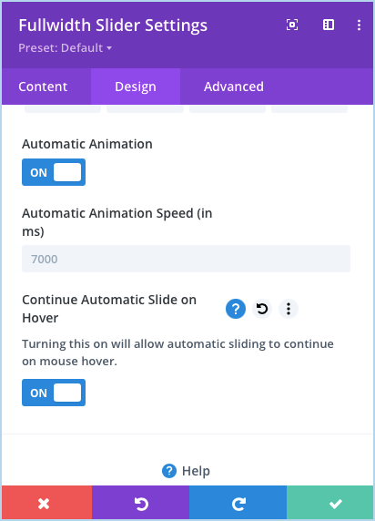 automatic slide on hover setting enable in Fullwidth slider module