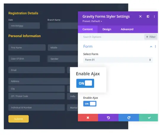 Gravity forms content configuration