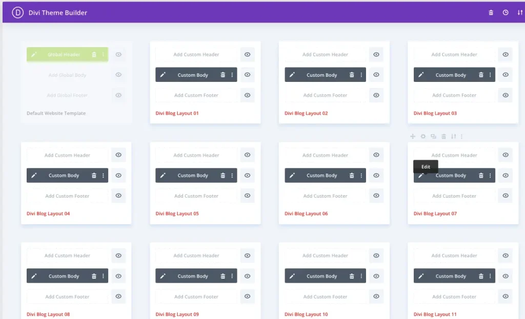 blogy blog layout in Divi Theme builder