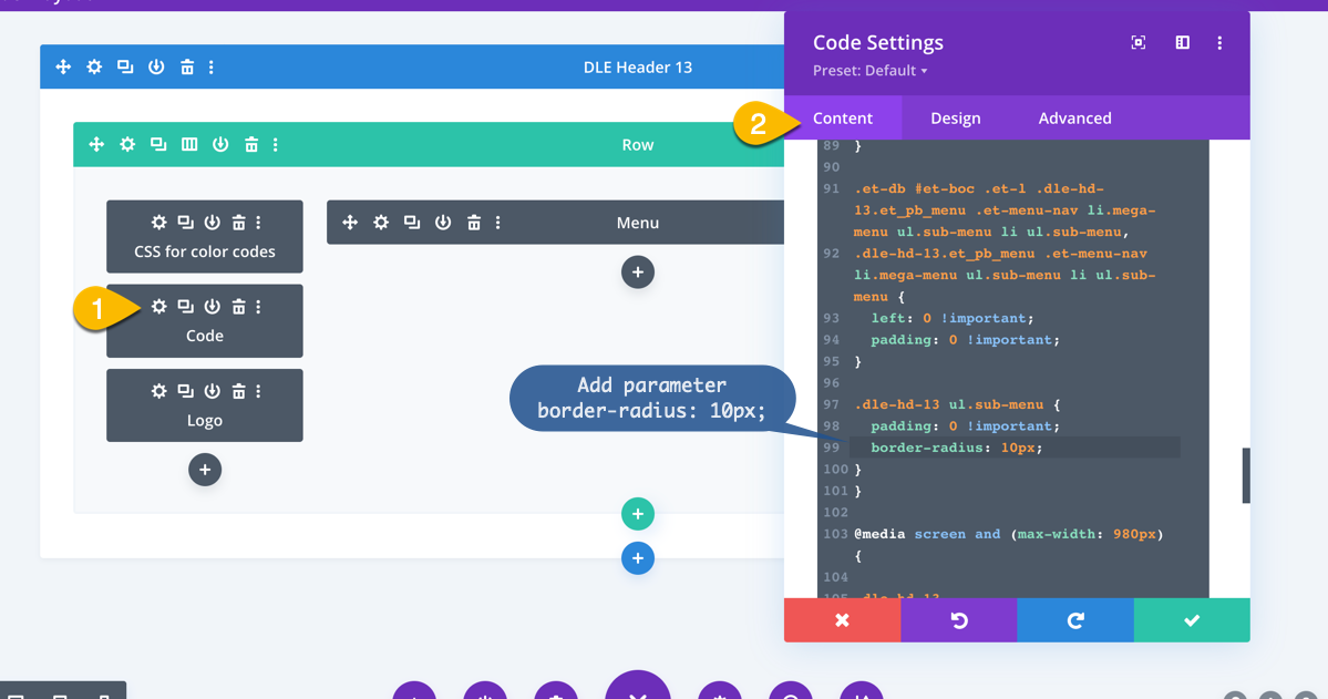 How to make dropdown menu corner round in DLE header - Divi Extended ...