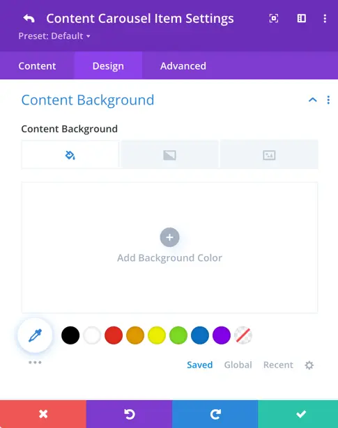content background customization in content carousel