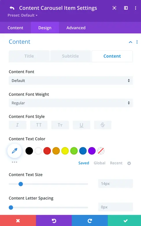 content carousel content customization