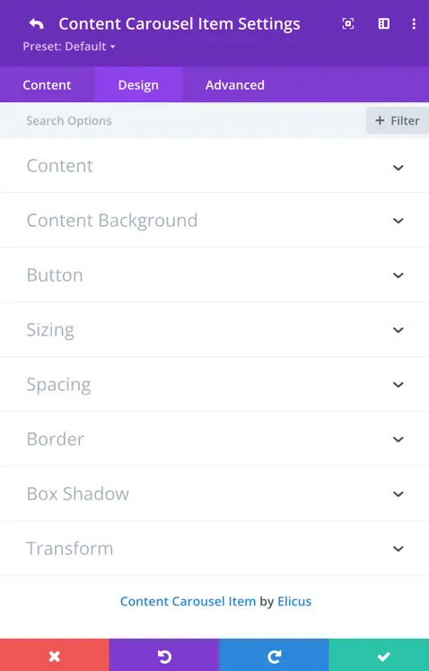 de content carousel child item design options