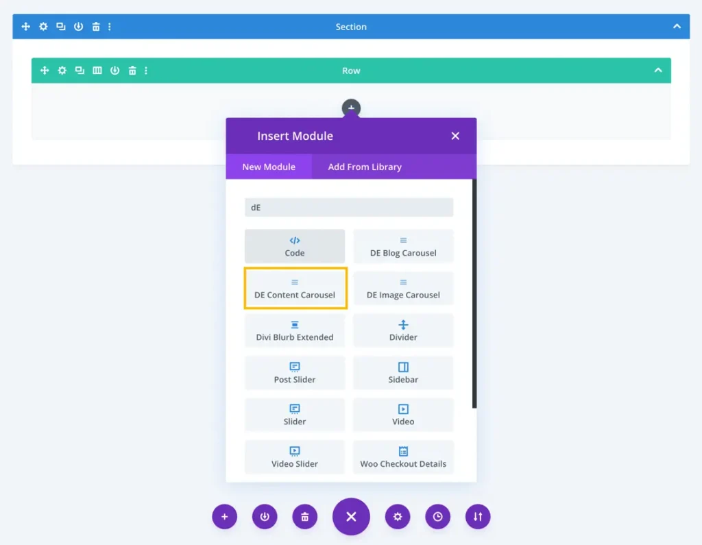 insert the module content carousel on page(1)