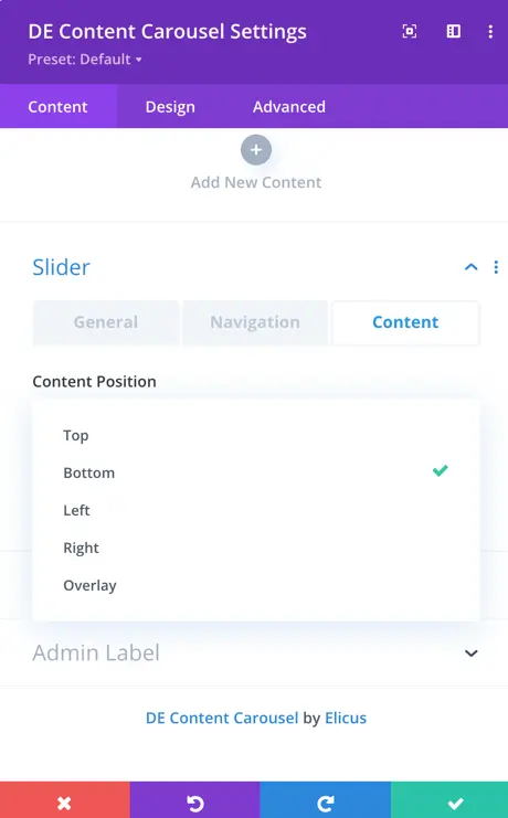 slider content position