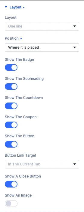 DE Promo Bar Layout settings