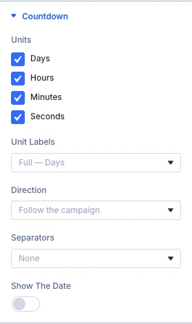 DE Promo Bar Countdown settings