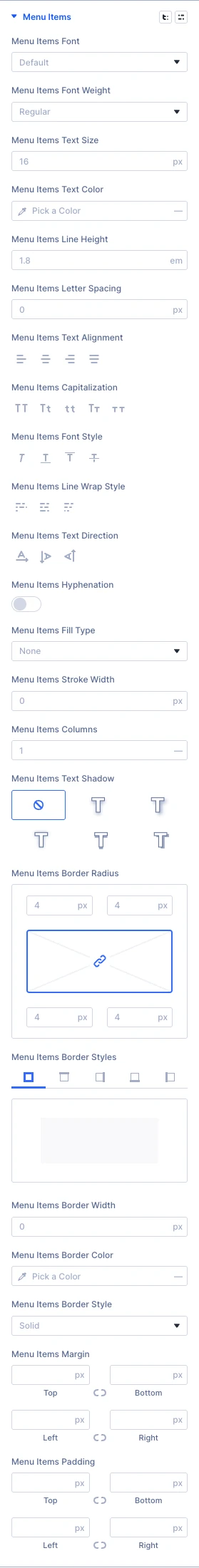 Add to Calendar menu items design settings