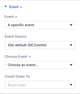 Event Countdown Event settings