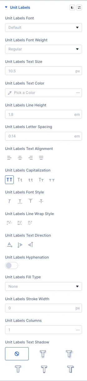 Event Countdown unit labels design settings