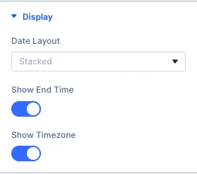 Event Date & Time Display settings