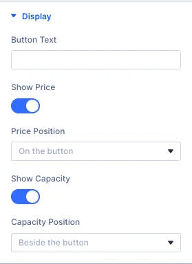 Event Register Display settings