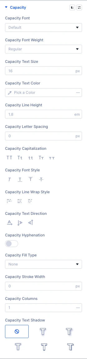 Event Register capacity design settings