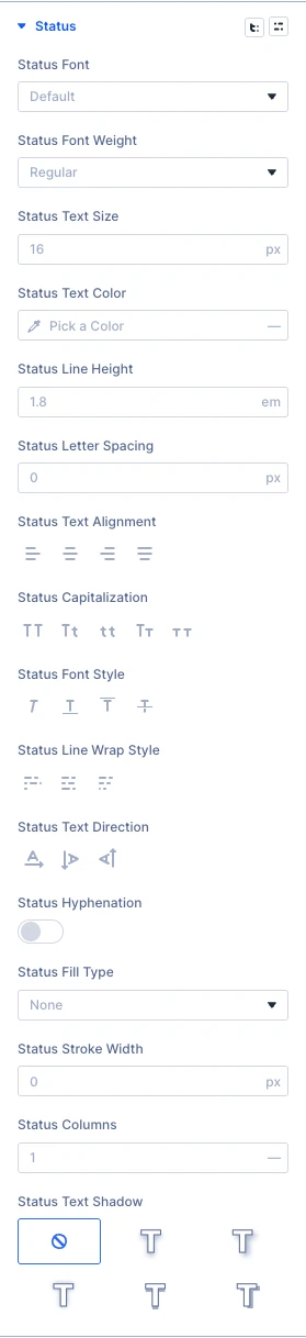 Event Status status design settings