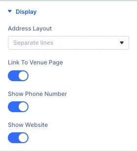 Event Venue Display settings