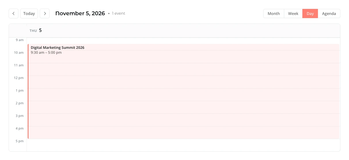 Events Calendar module on the frontend