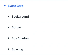 Events Feed event card design settings