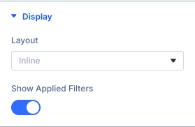 Events Filter Bar Display settings