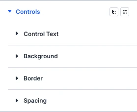 Events Filter Bar controls design settings
