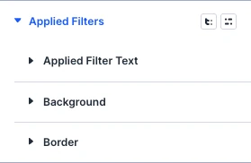 Events Filter Bar applied filters design settings