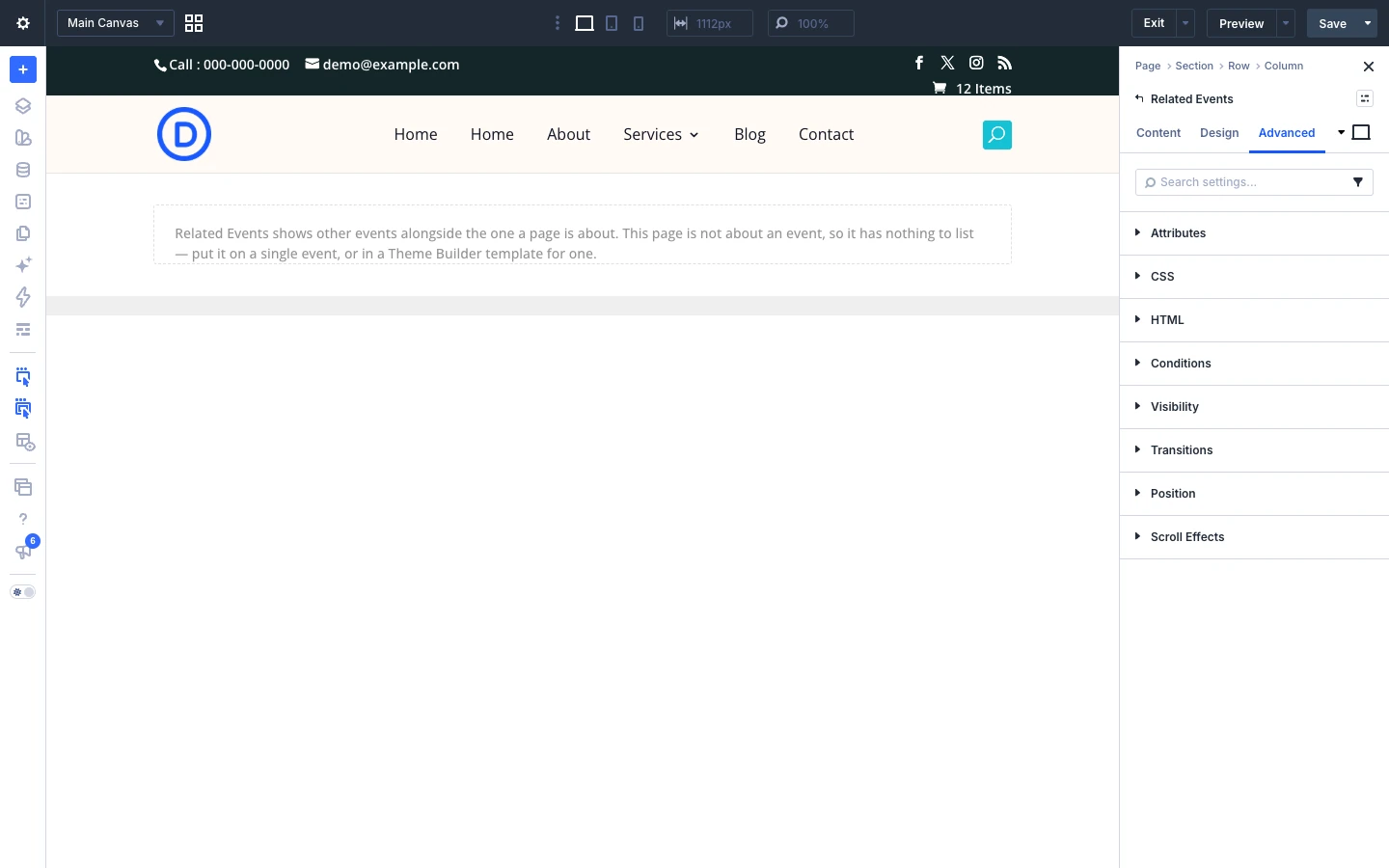 Related Events Advanced tab