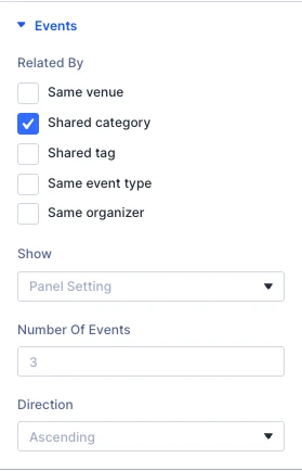 Related Events Events settings