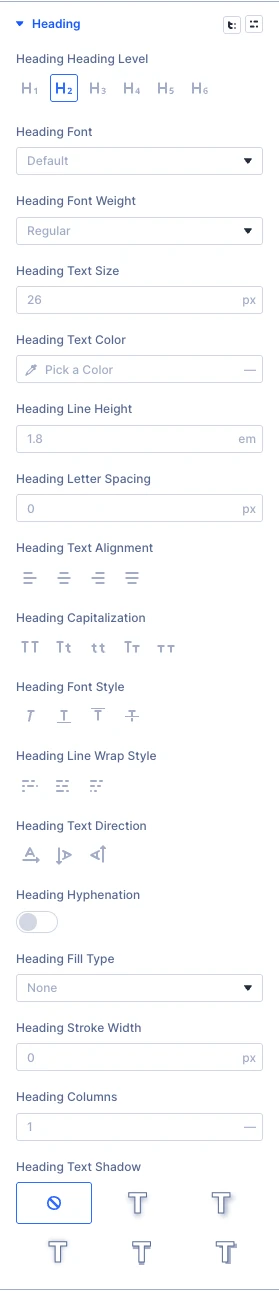 Related Events heading design settings