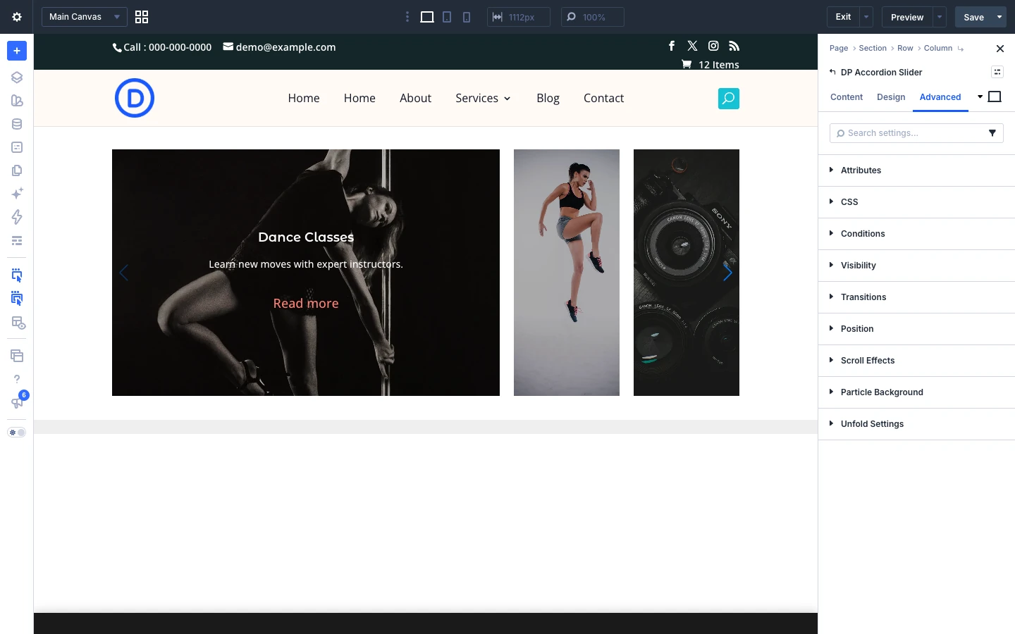 Accordion Slider Advanced tab