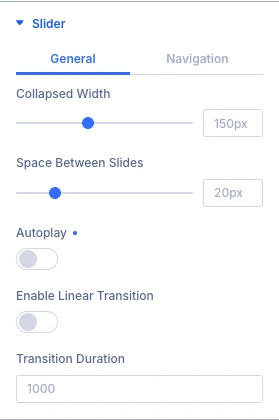 Accordion Slider Slider settings