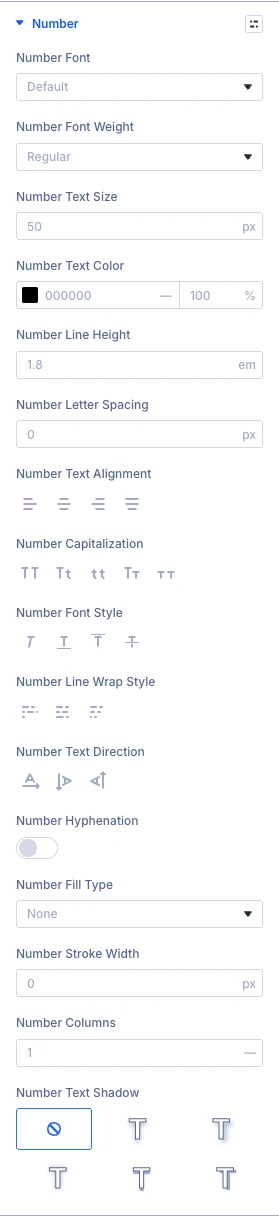 Advanced Counter Number design settings