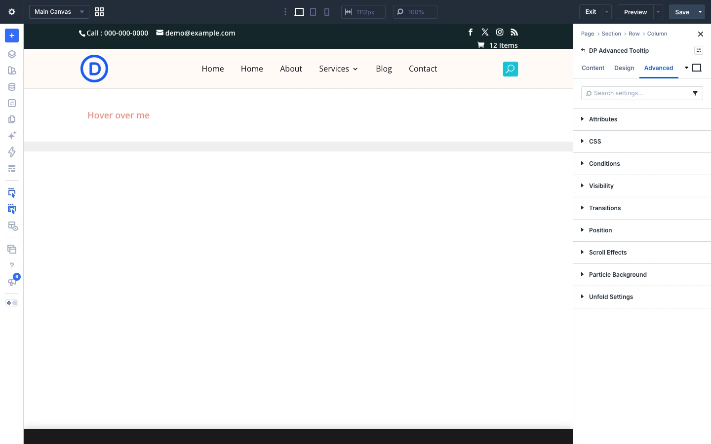 Advanced Tooltip Advanced tab