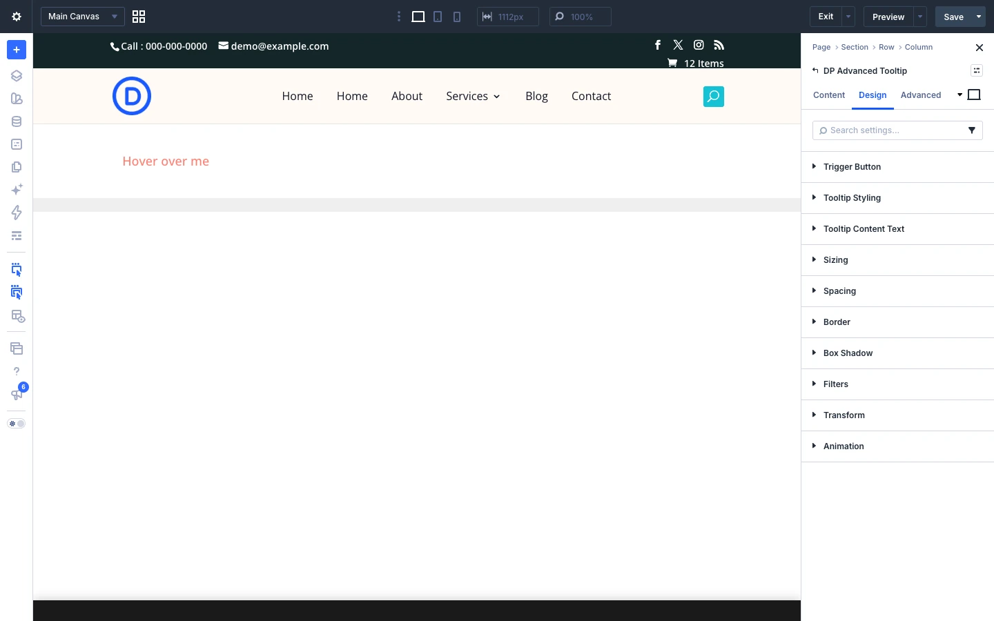 Advanced Tooltip Design tab