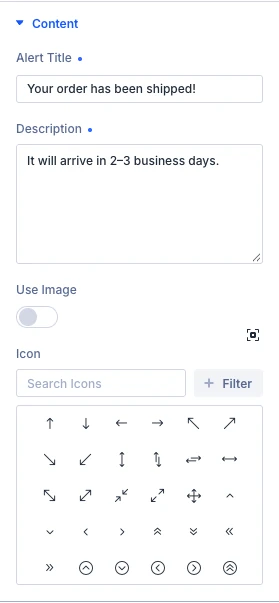 Alert Box Content settings