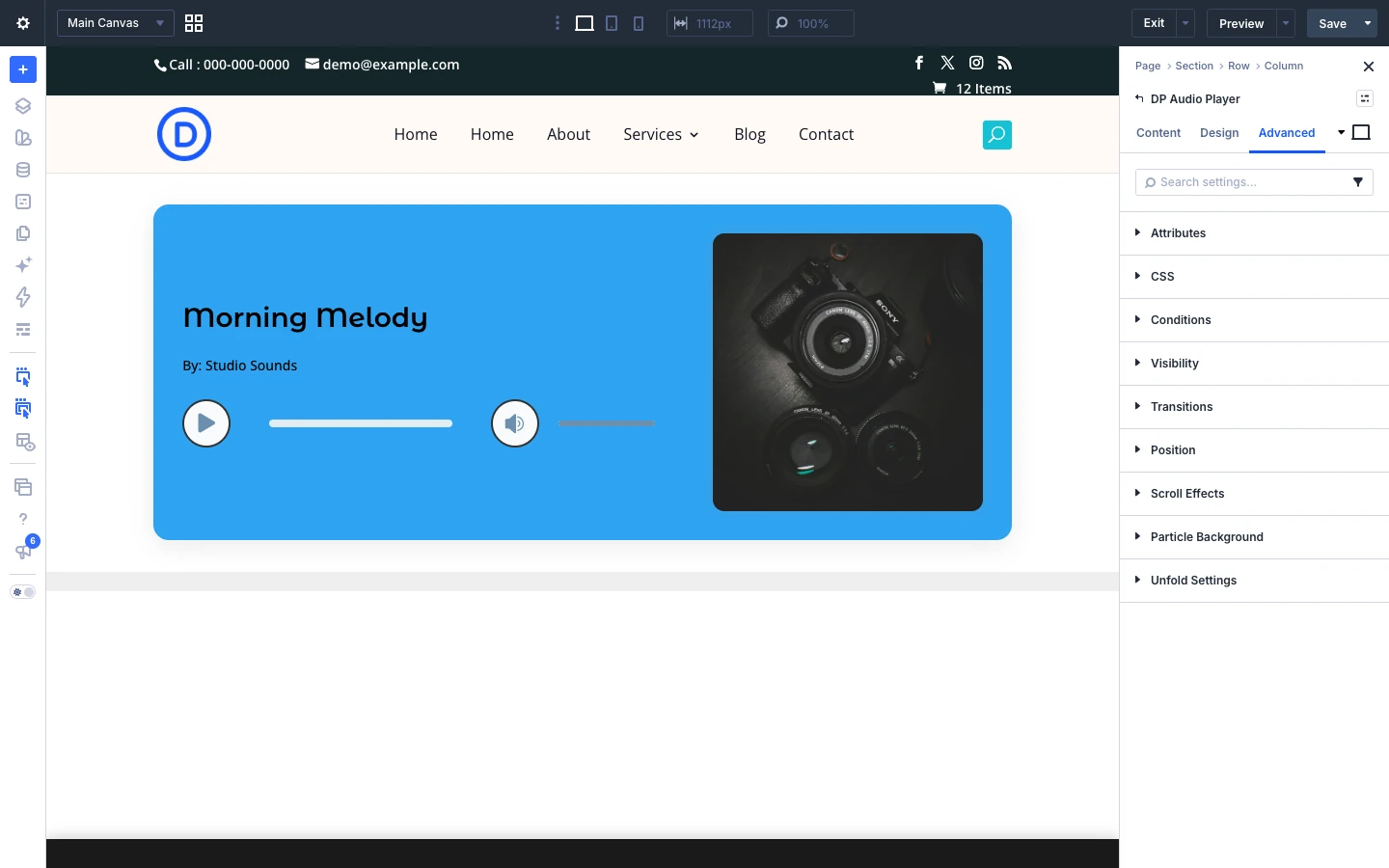 Audio Player Advanced tab