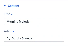 Audio Player Content settings