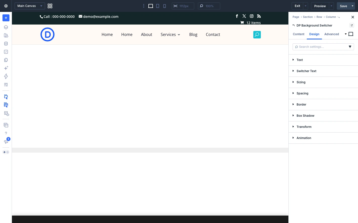 Background Switcher Design tab