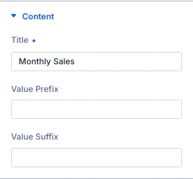 Bar Chart Content settings