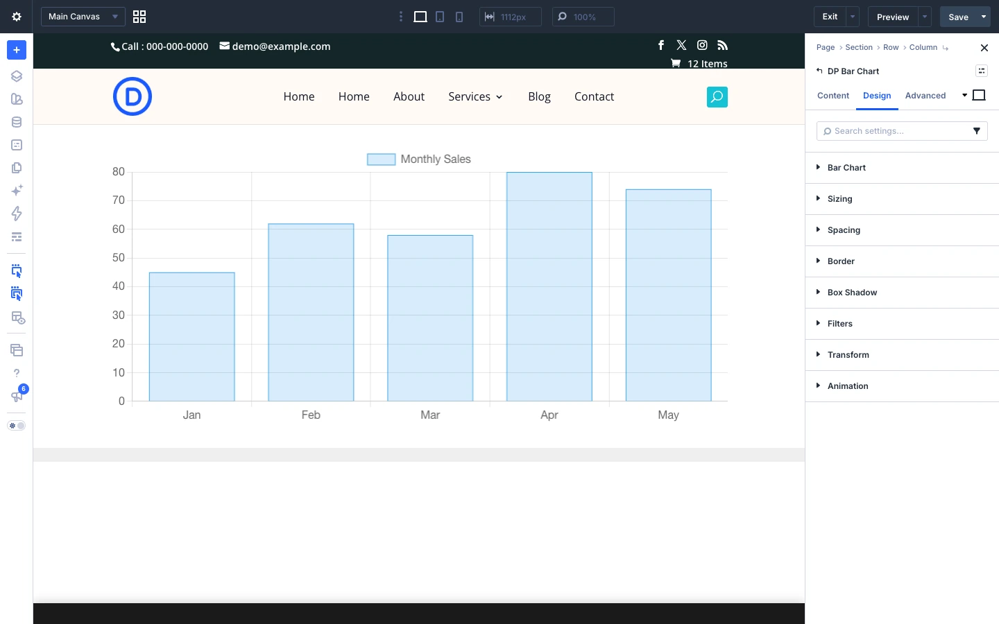 Bar Chart Design tab