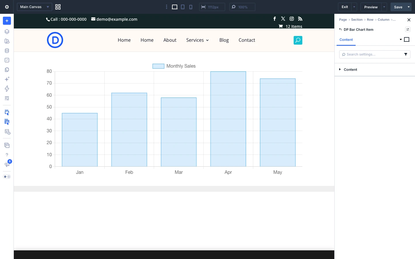 Bar Chart bar chart item settings