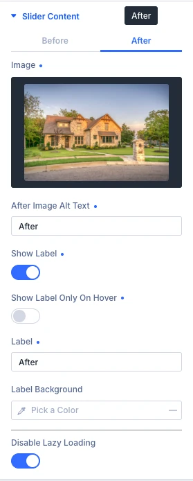 Before After Slider Slider Content (After) settings