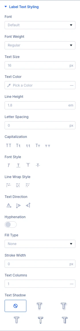 Before After Slider Label Text Styling design settings